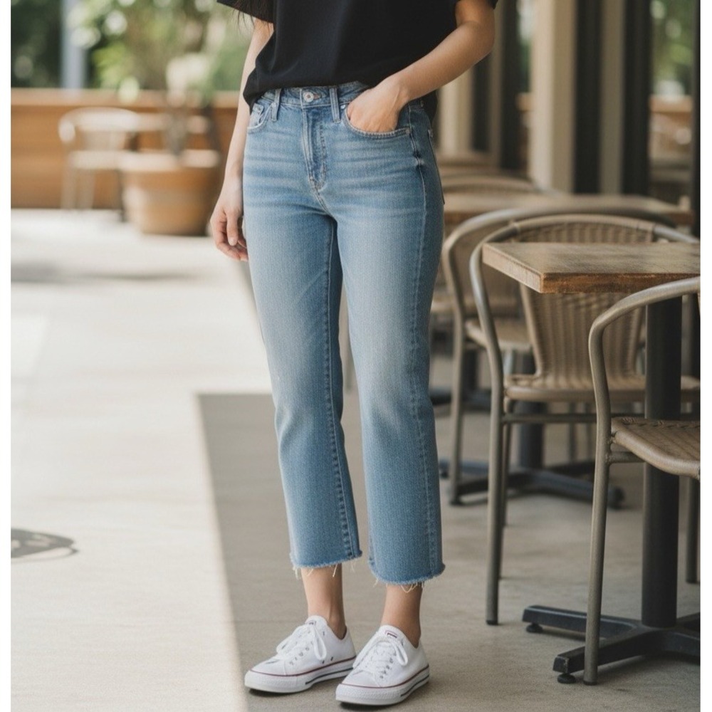 Madewell Jeans Womens Perfect Vintage Crop Jean Denim Distressed‎ 30 Actual 34" - Picture 2 of 15